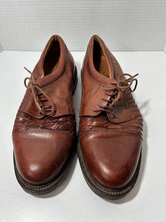 Johnston Murphy Dress Shoes Oxford Brown Men Size 9.5 leather upper M Italy main image 4
